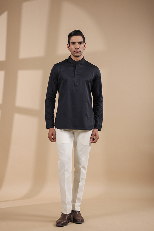 Black Threadwork Signature Kurta Shirt