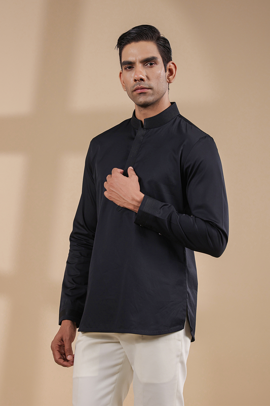Black Threadwork Signature Kurta Shirt
