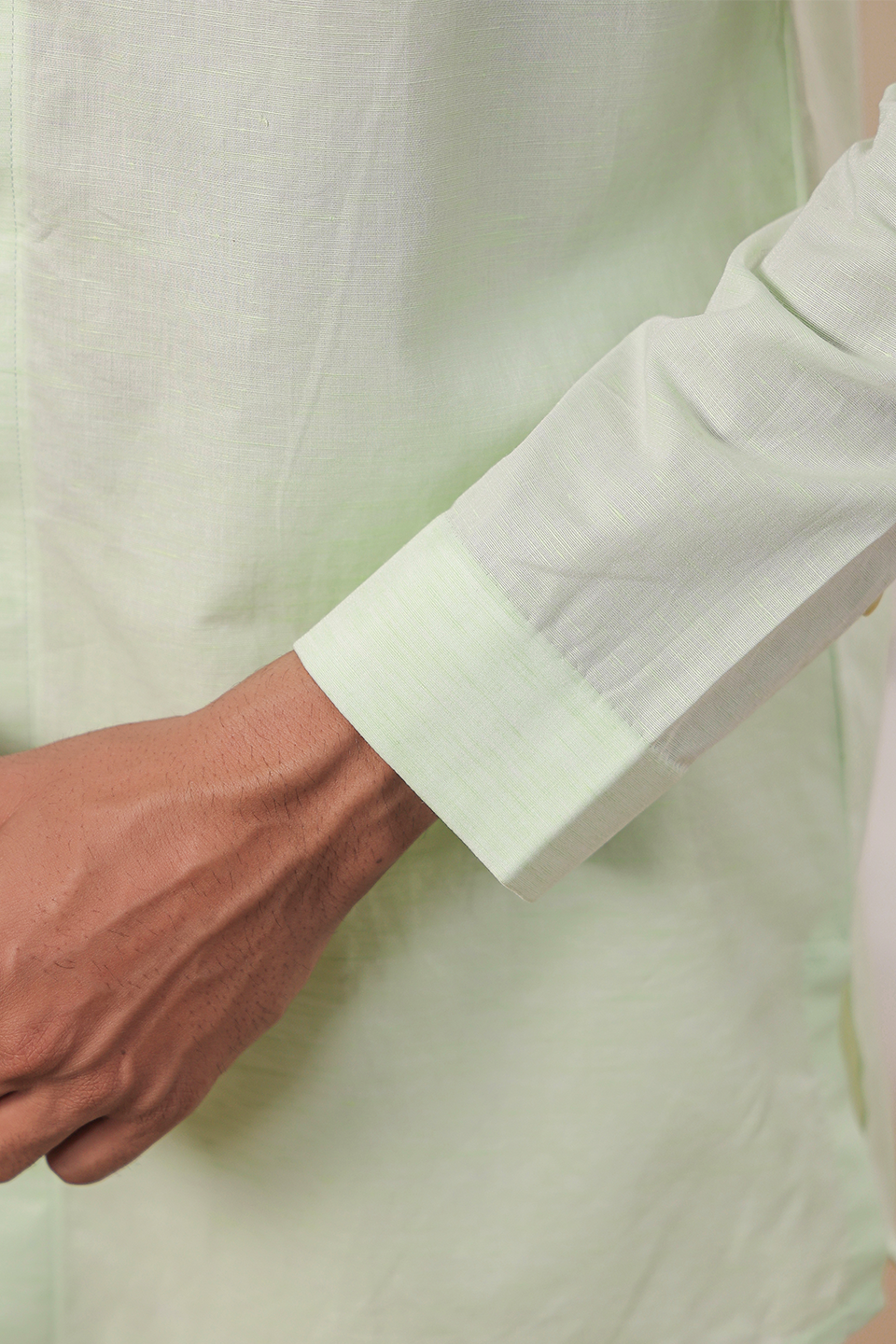 Light Green Multibutton Front Open Kurta