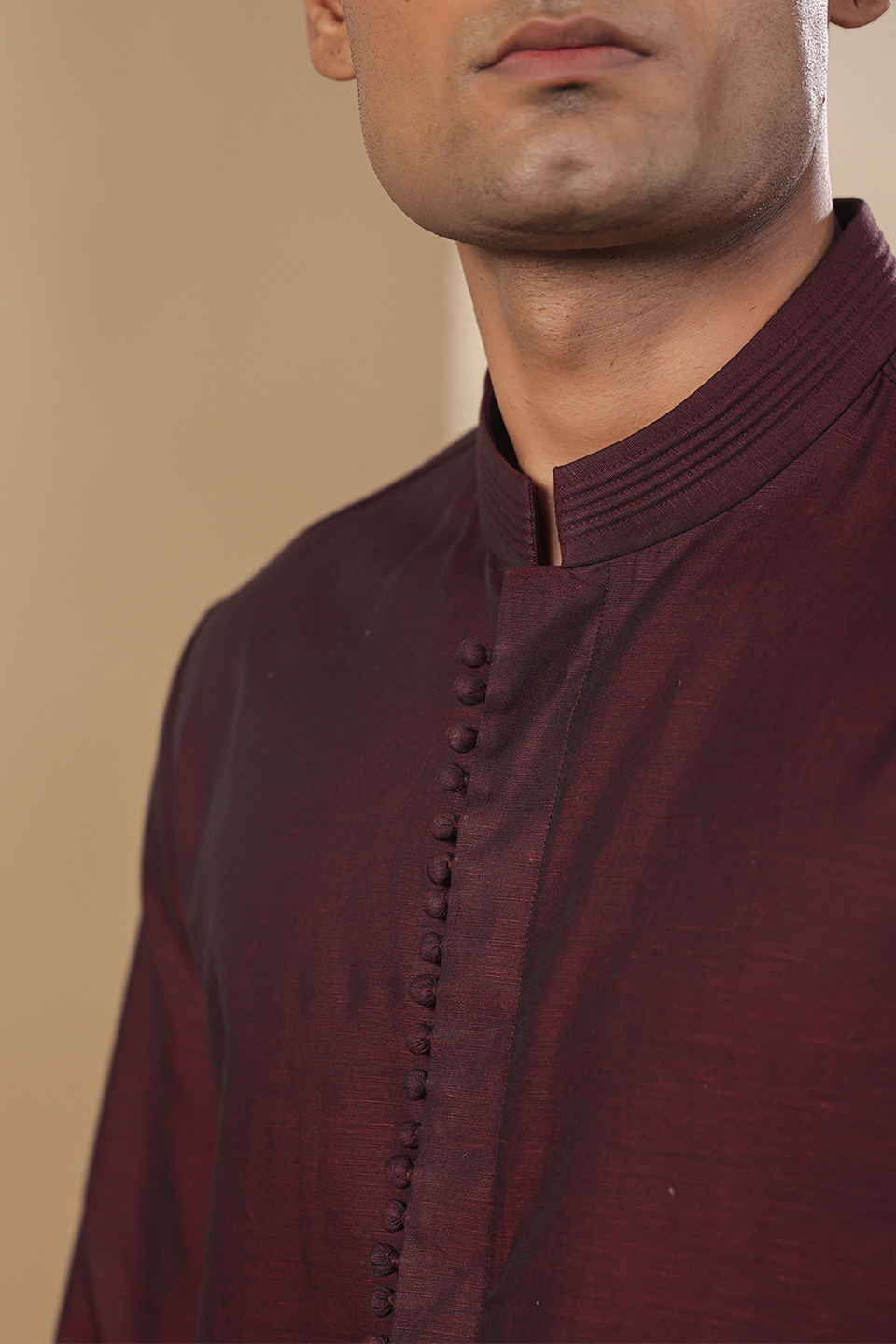 Wine Multibutton Front Open Kurta
