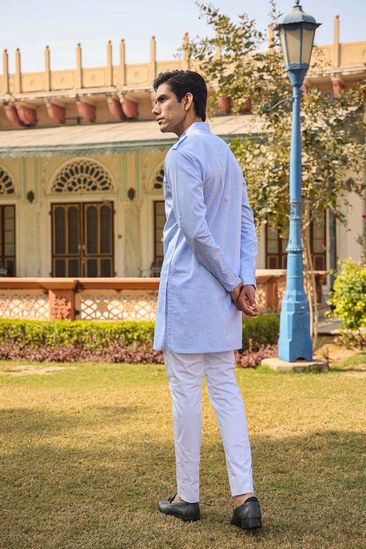 Light Blue Lucknowi Embroidered Kurta