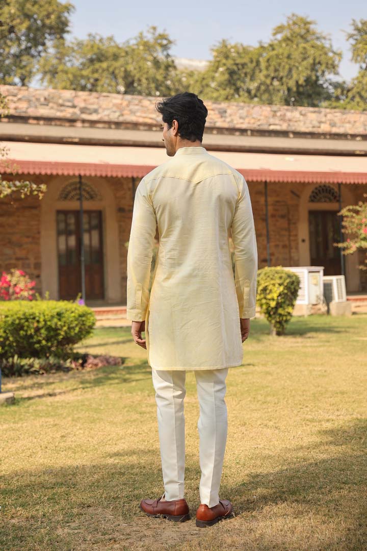 Yellow Lucknowi Embroidered Kurta