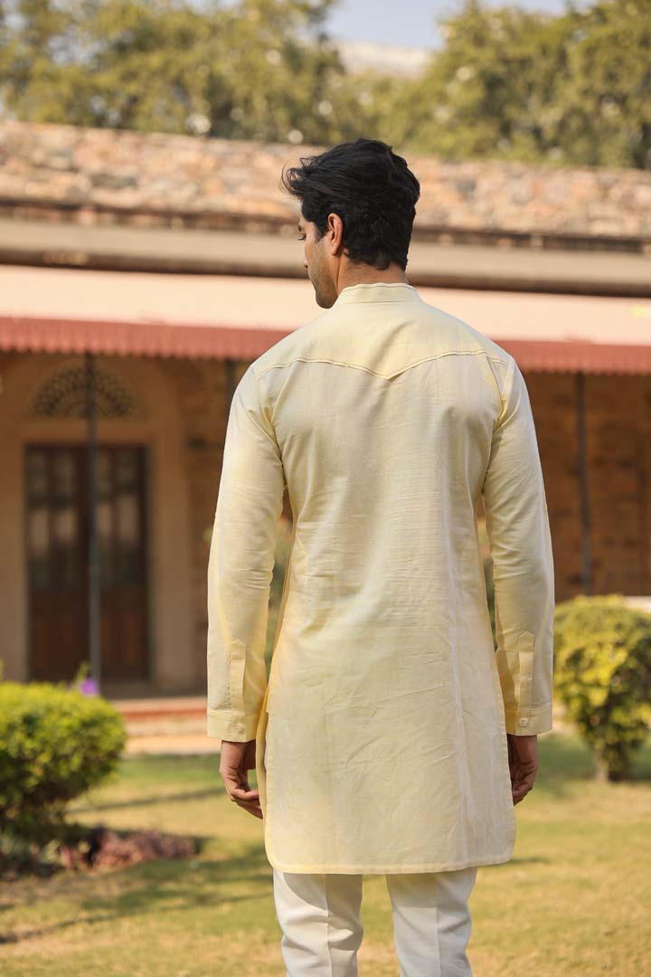 Yellow Lucknowi Embroidered Kurta