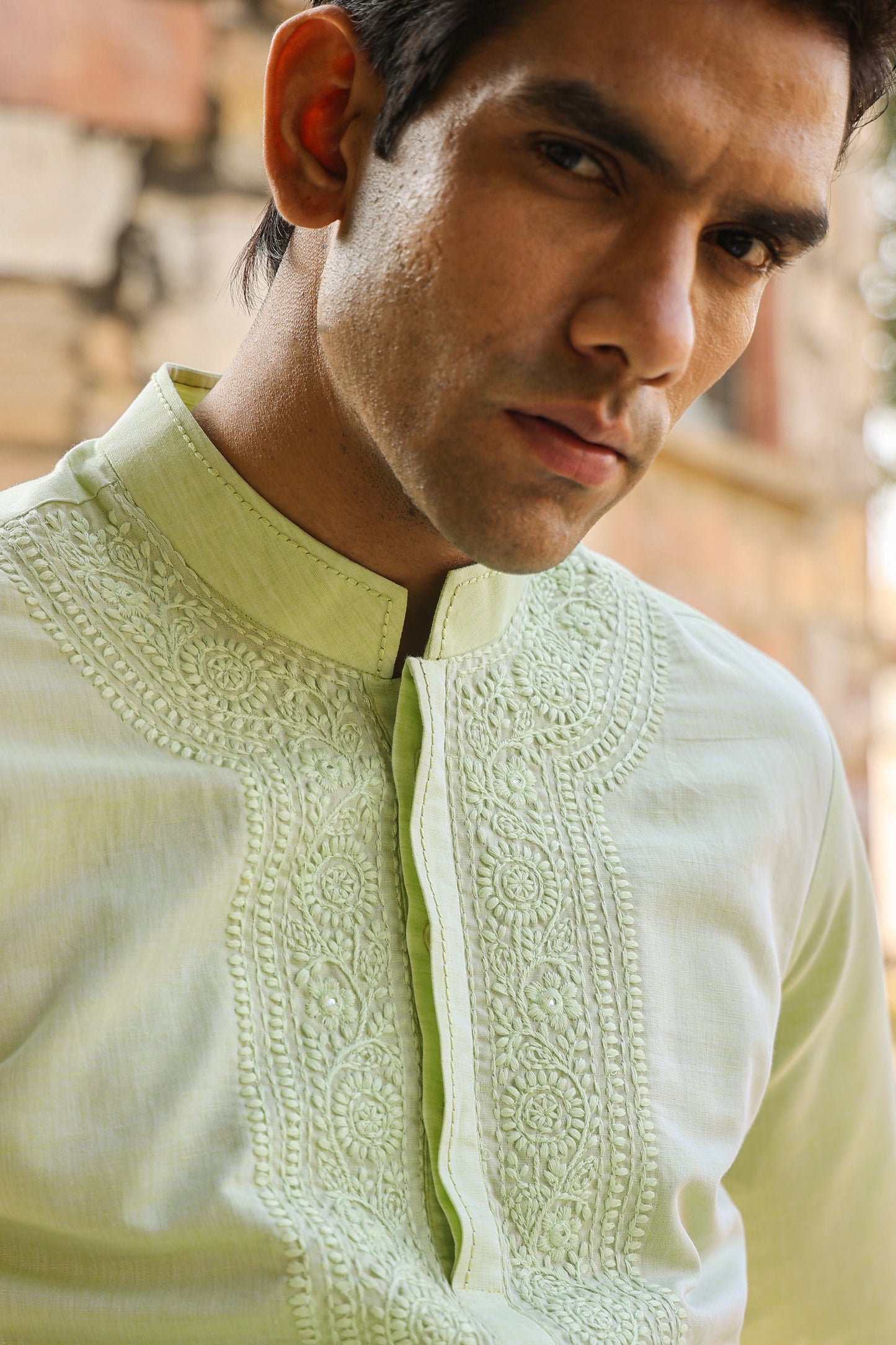 Light Green Lucknowi Embroidered Kurta