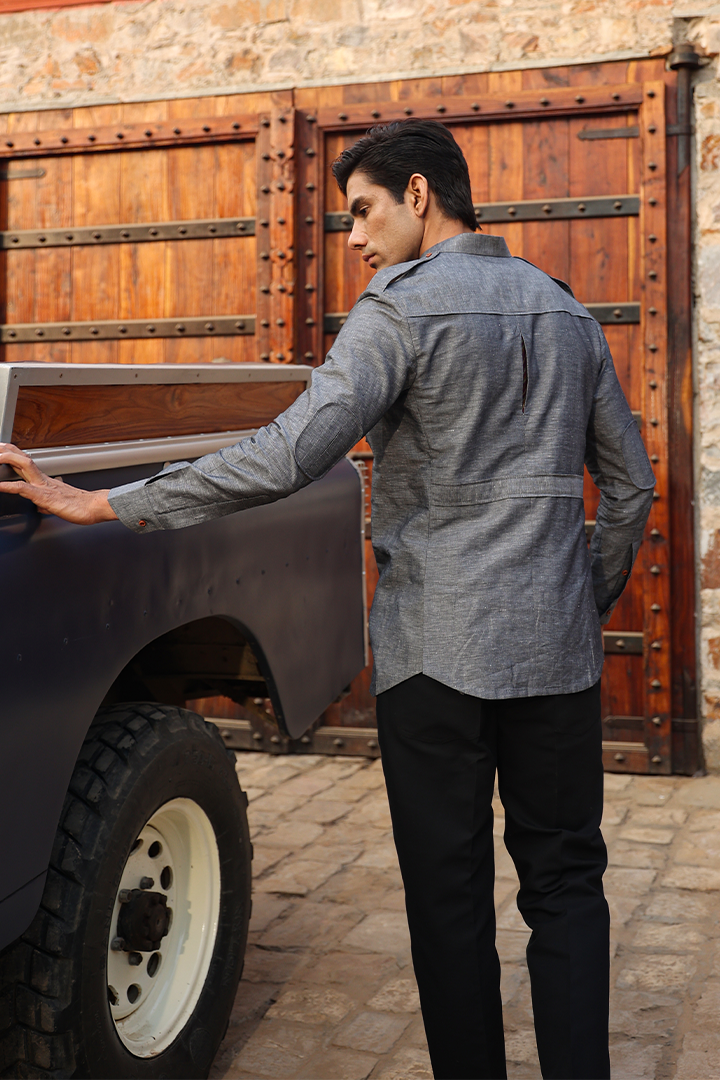 Grey Signature Solid Kurta Shirt