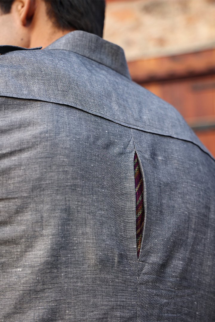 Grey Signature Solid Kurta Shirt