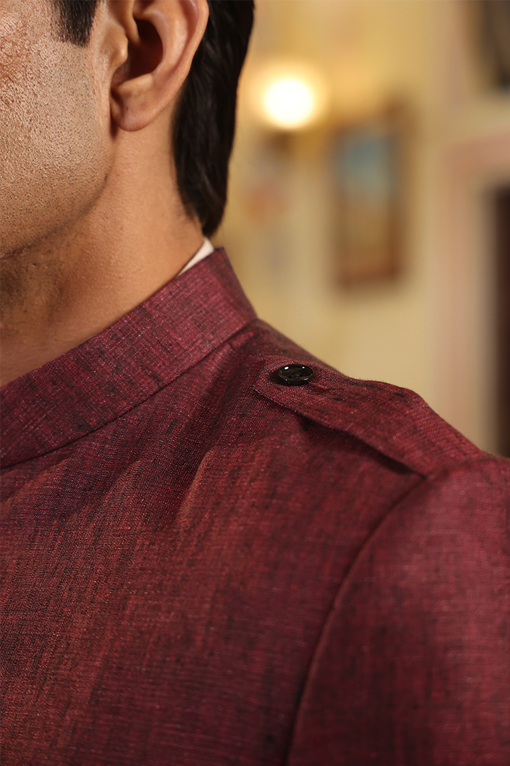 Wine Bandhgala Jacket