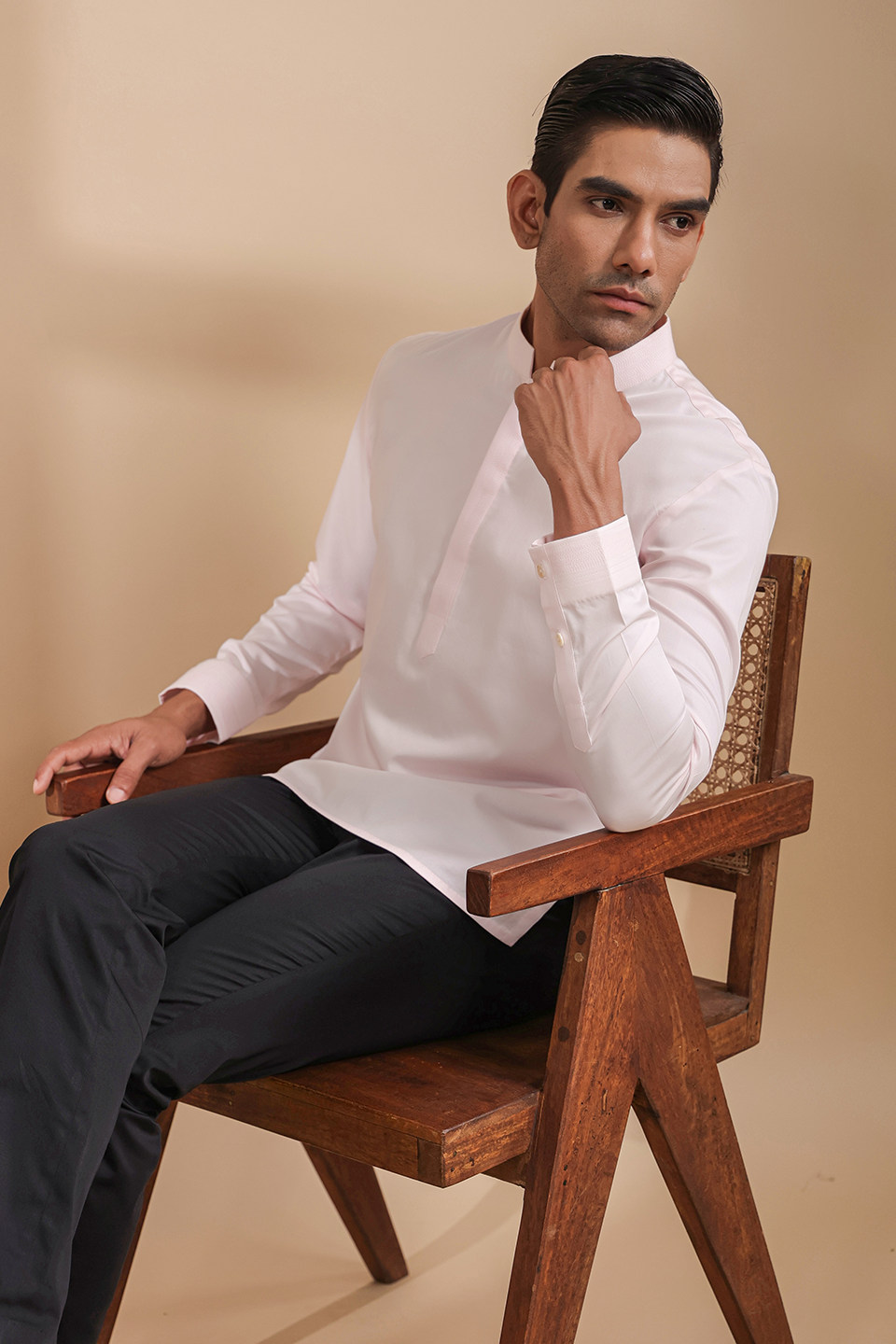 Pink Threadwork Signature Kurta Shirt