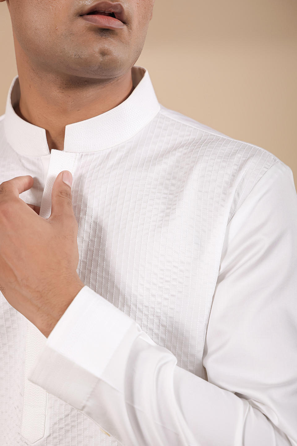 White Threadwork Signature Kurta Shirt