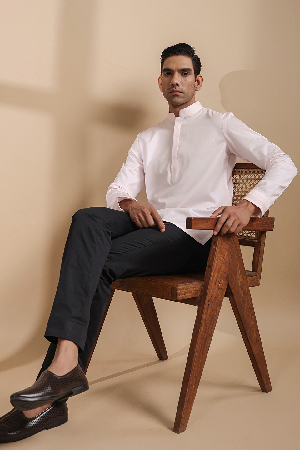 Pink Threadwork Signature Kurta Shirt