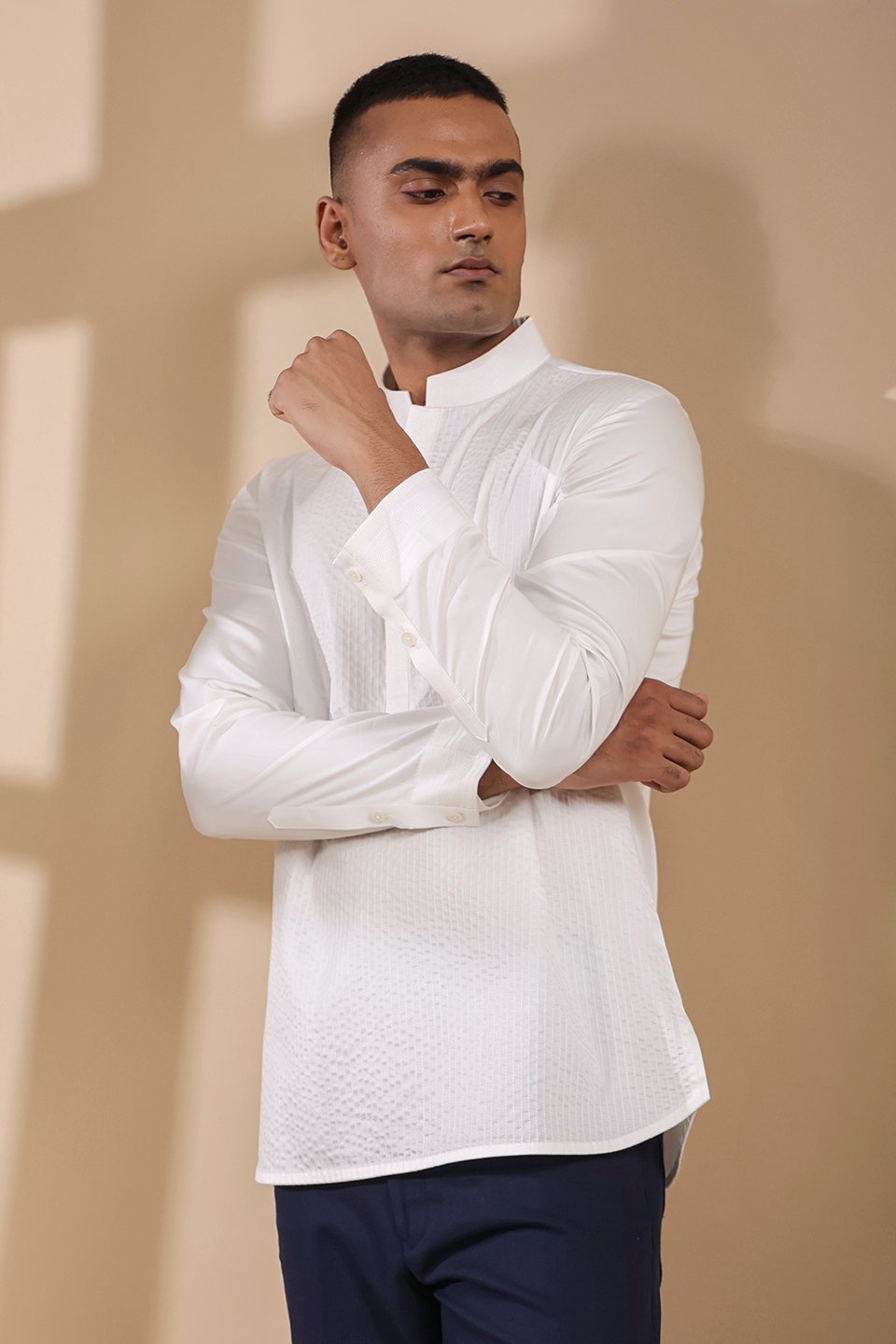 White Threadwork Signature Kurta Shirt