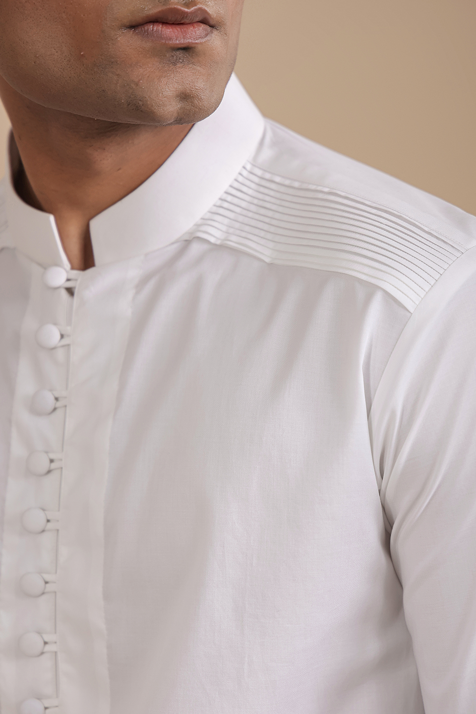 White Pintuck Signature Kurta Shirt