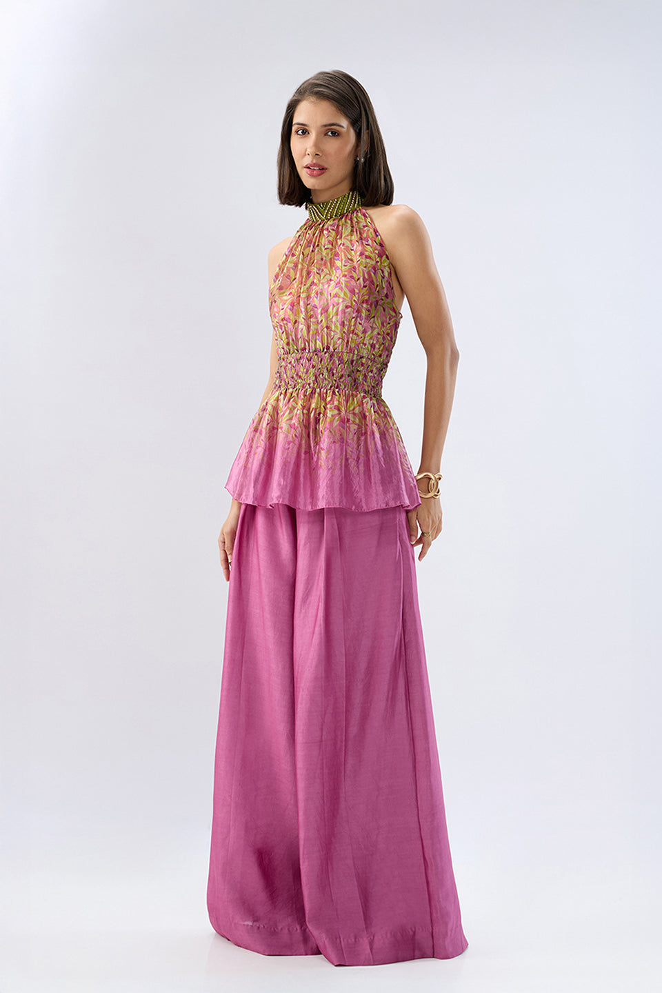 Pink Floral Halterneck Co-ord Set