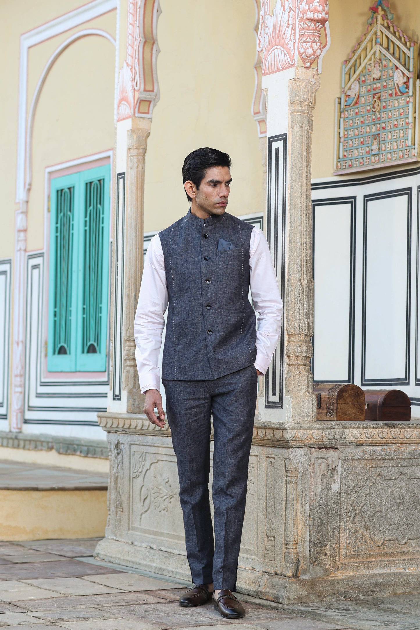 Grey Threadwork Bandi Set