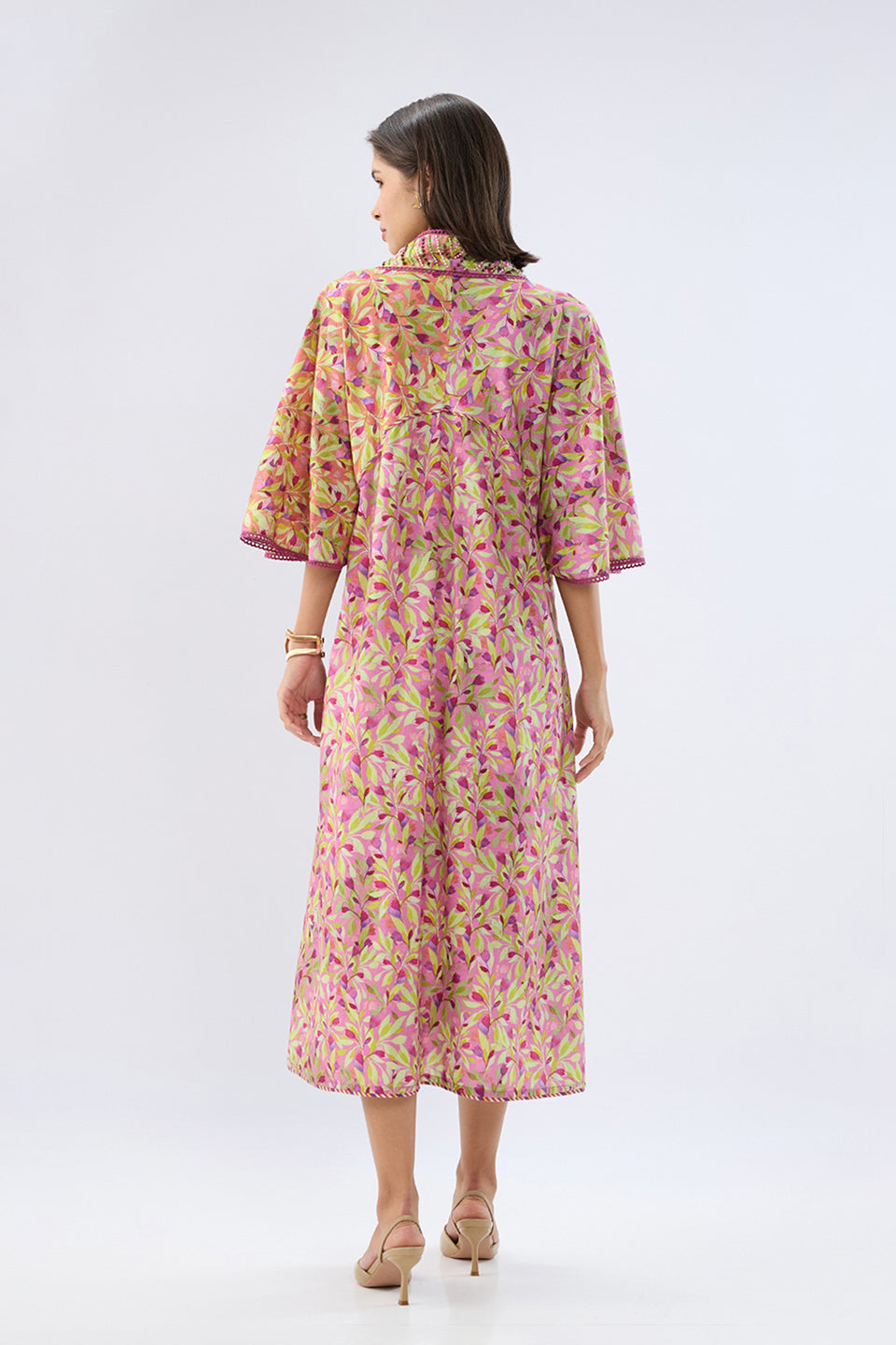 Pink Floral Kaftan Dress