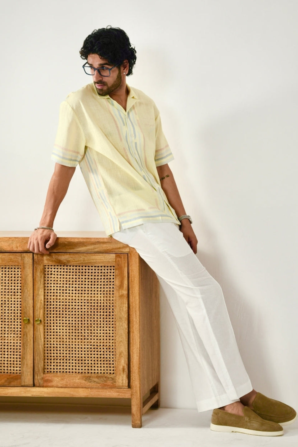 Yellow Azure Cuban Collar Shirt