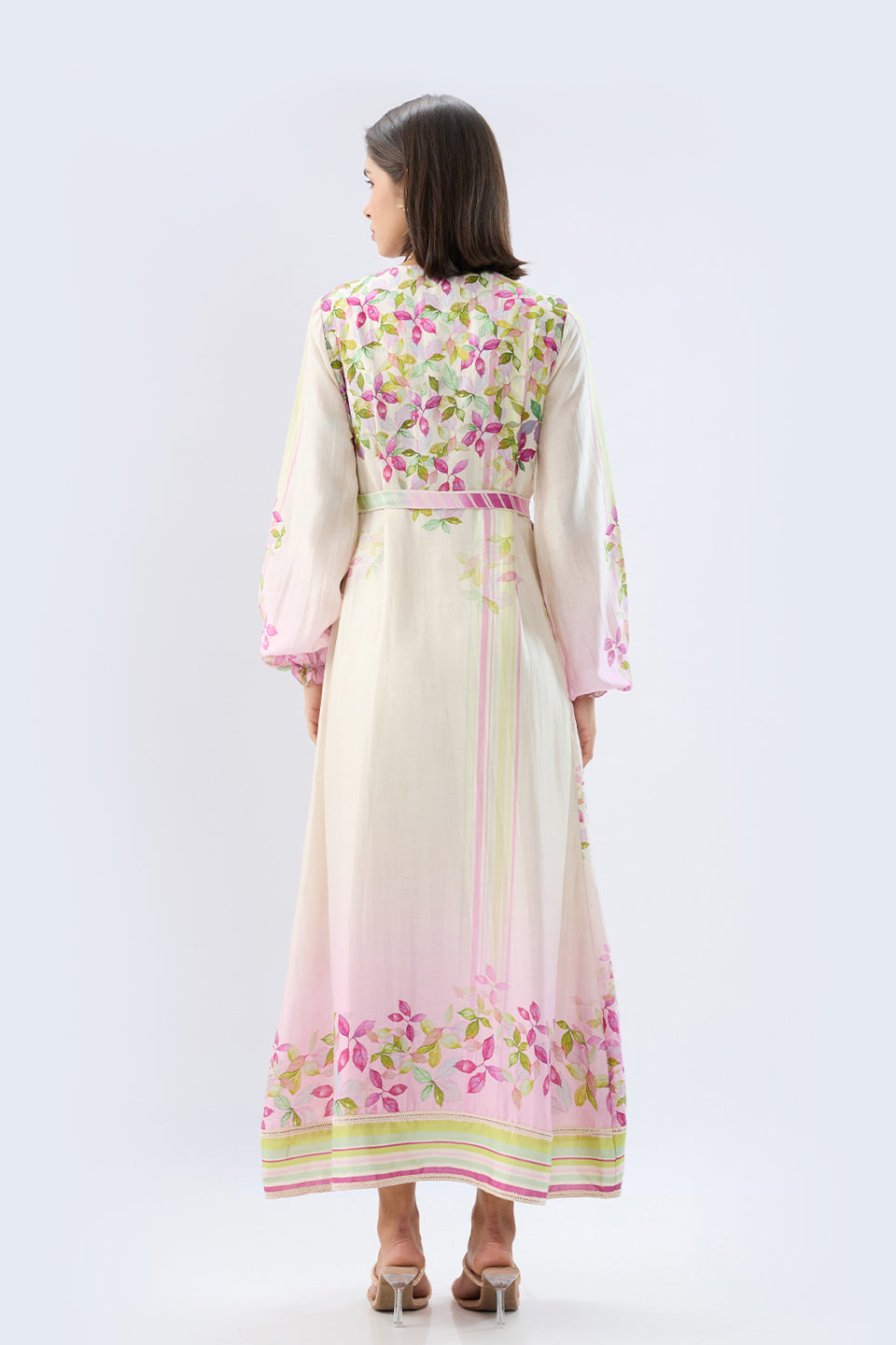 Ivory Petunia Floral Wrap Dress