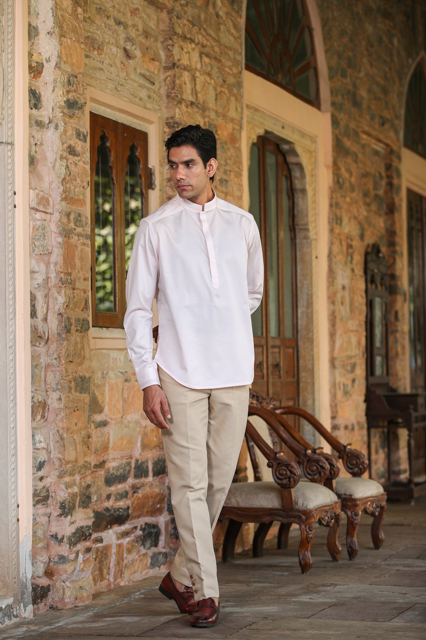 Pink Signature Corded Kurta Shirt