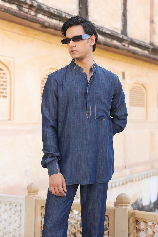 Dark Blue Denim Kurta Shirt