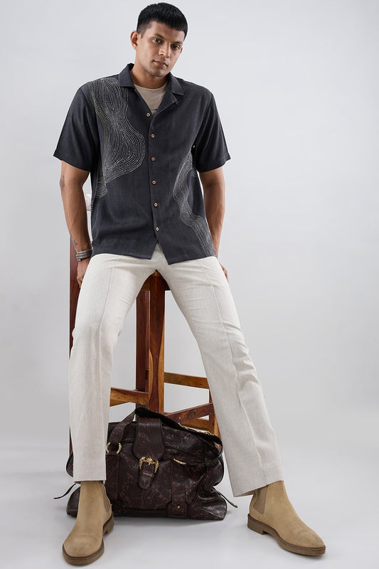 Kantha Black Embroidered Shirt