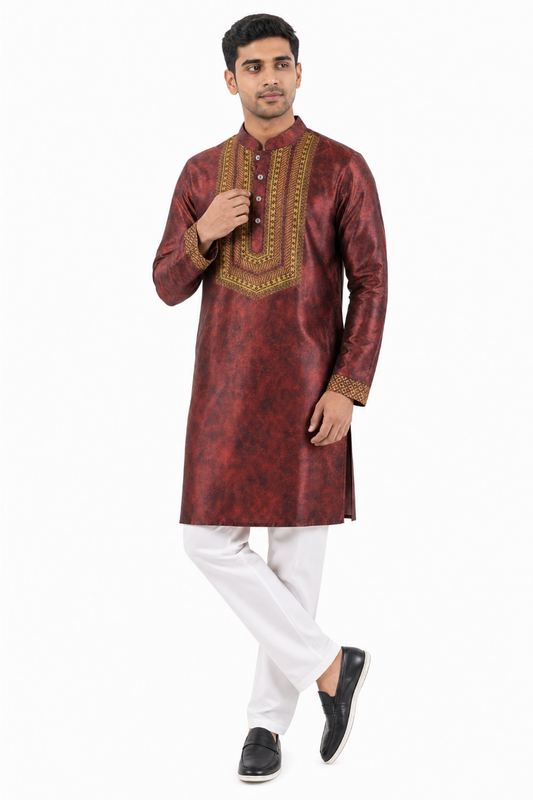 Maroon Opulent Silk Kurta