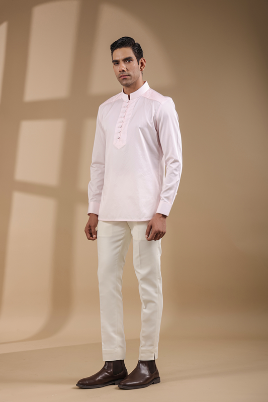 Pink Pintuck Signature Kurta Shirt