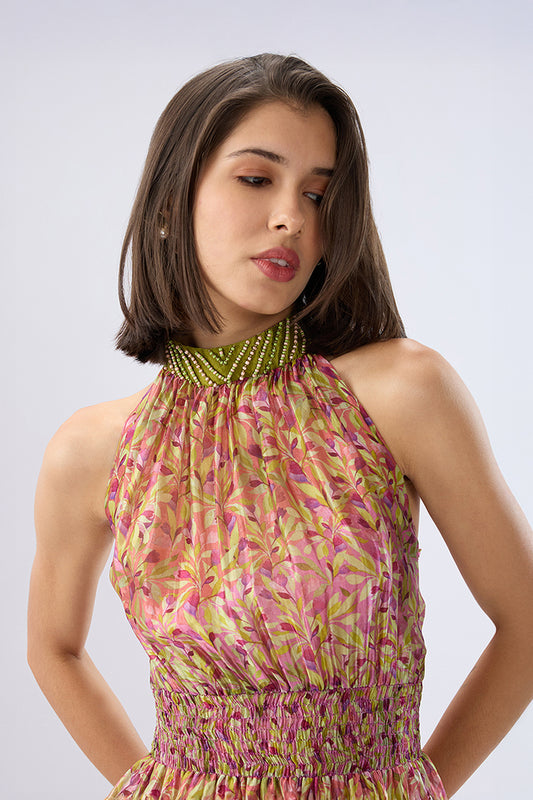 Pink Floral Halterneck Co-ord Set