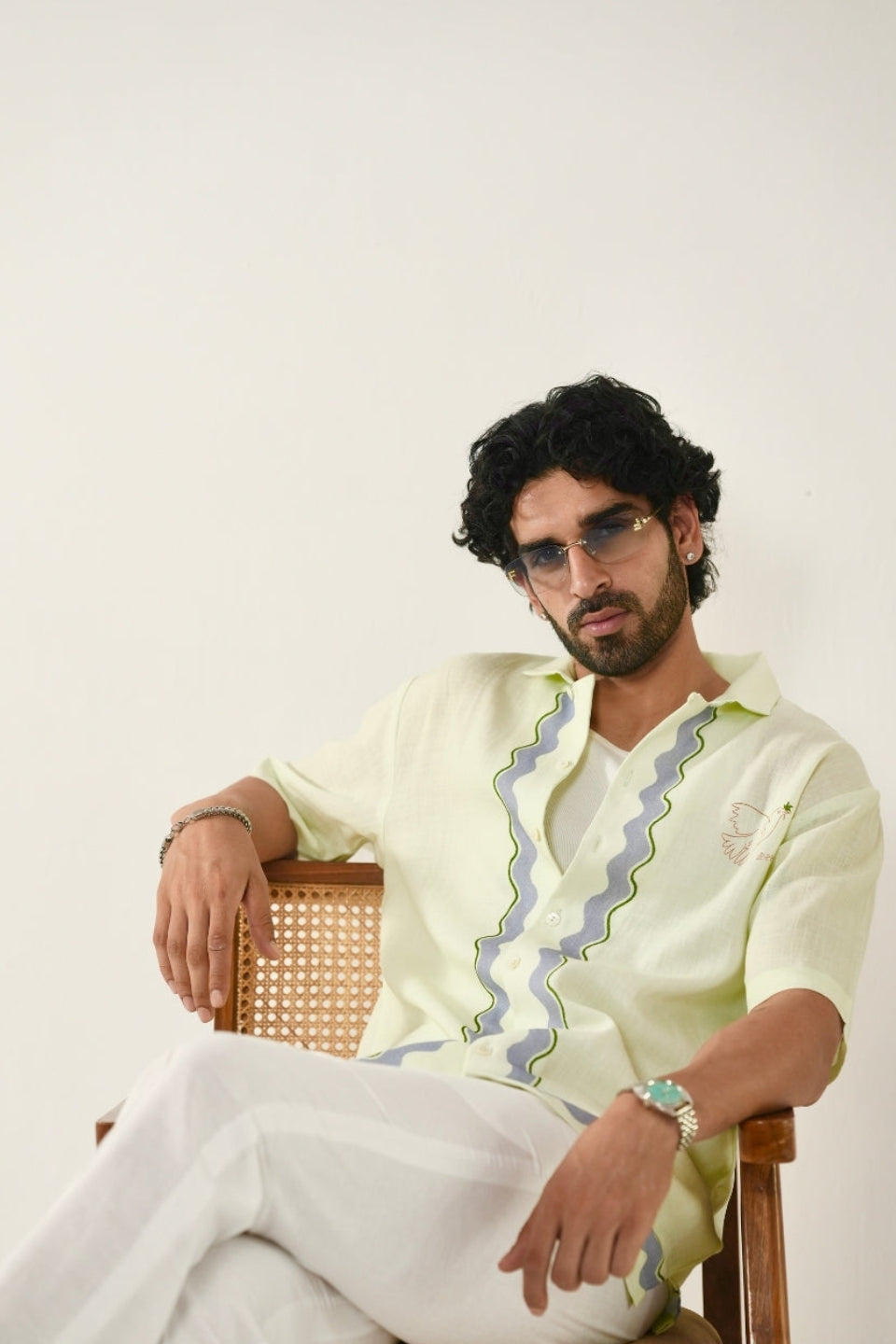 Green Antibes Cuban Collar Shirt