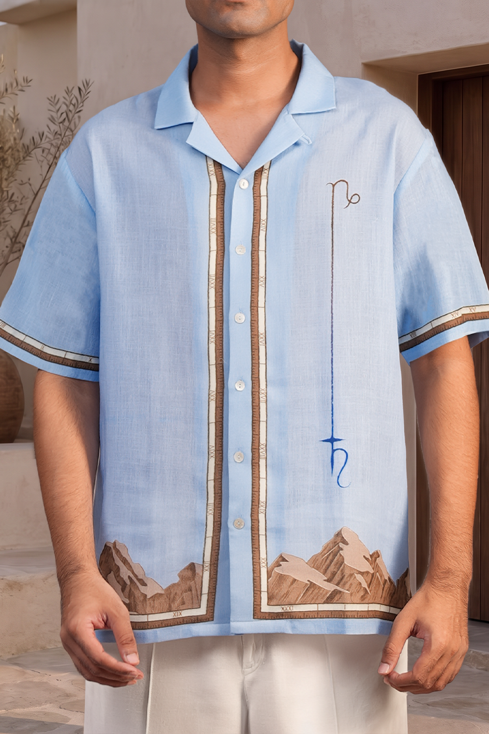 Blue Capricorn Cuban Collar Shirt
