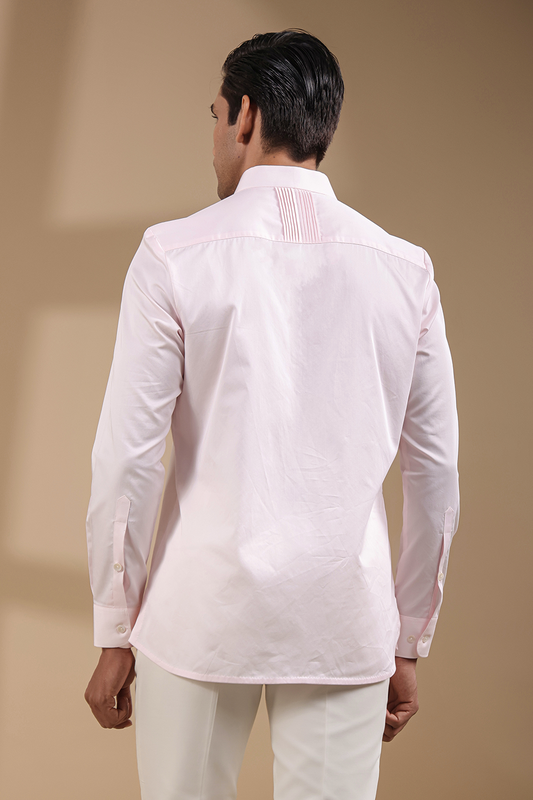 Pink Pintuck Signature Kurta Shirt
