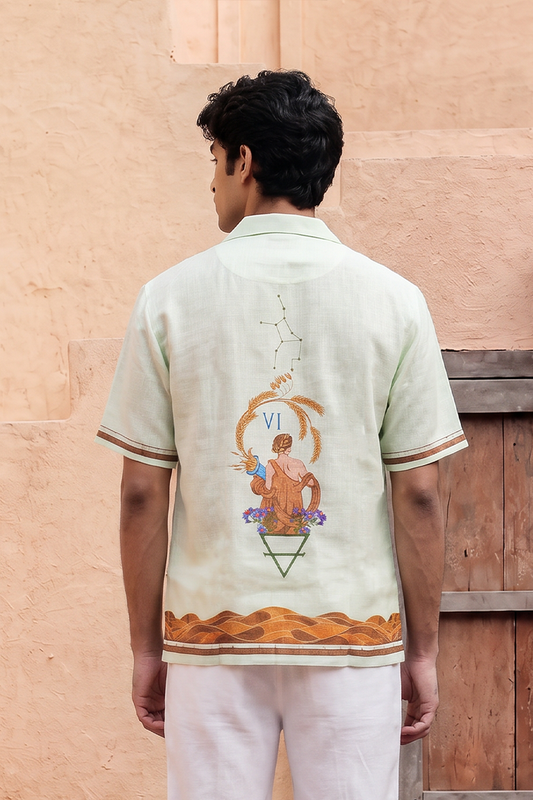 Green Virgo Cuban Collar Shirt