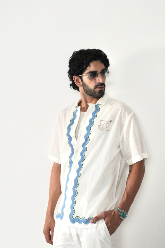 White Antibes Cuban Collar Shirt
