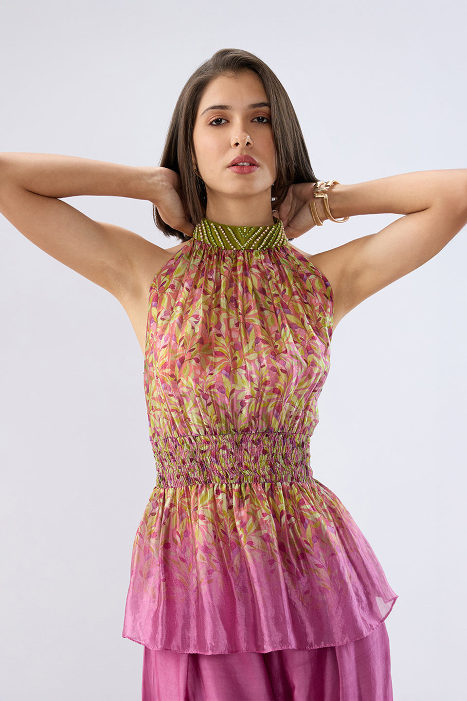Pink Floral Halterneck Co-ord Set