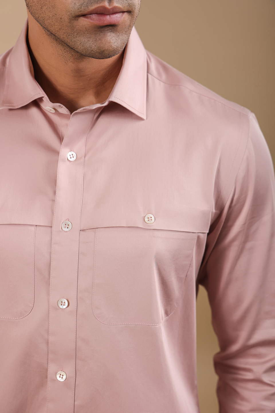 Mauve Full Sleeves Patch Pocket Shirt