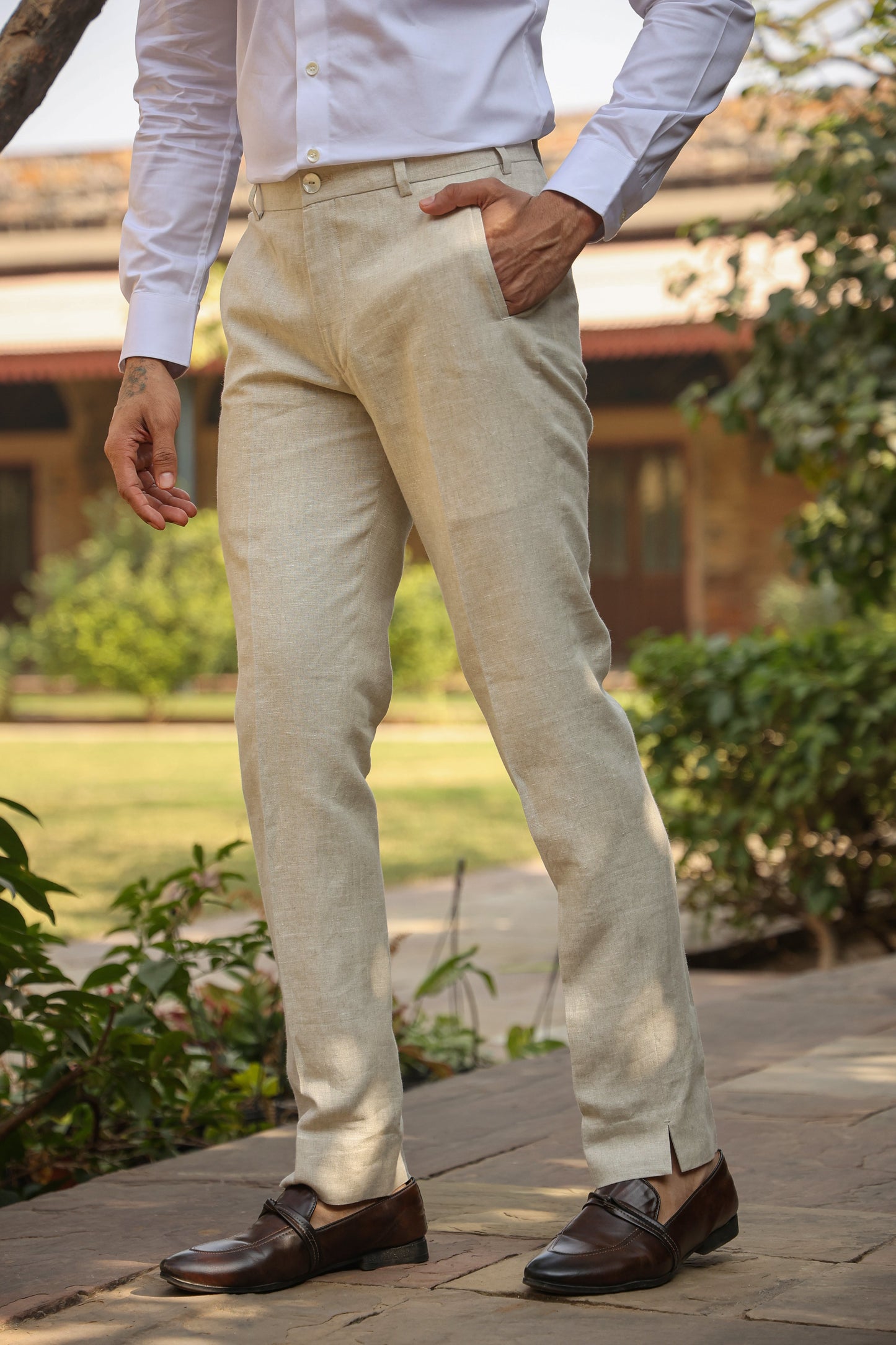 Beige Quilted Checkered Bandi