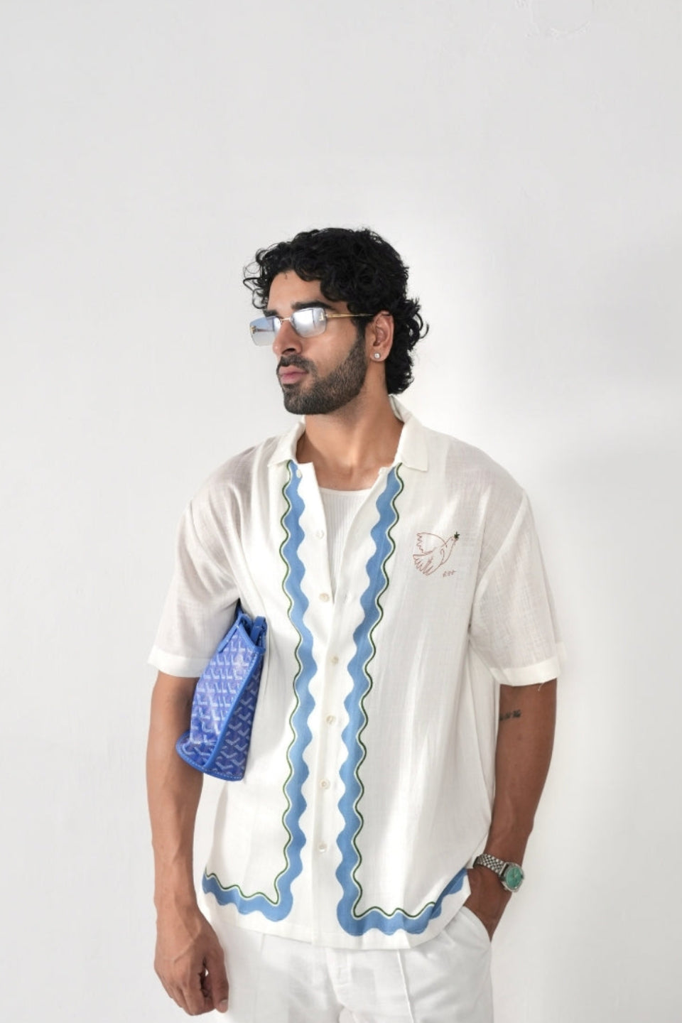 White Antibes Cuban Collar Shirt