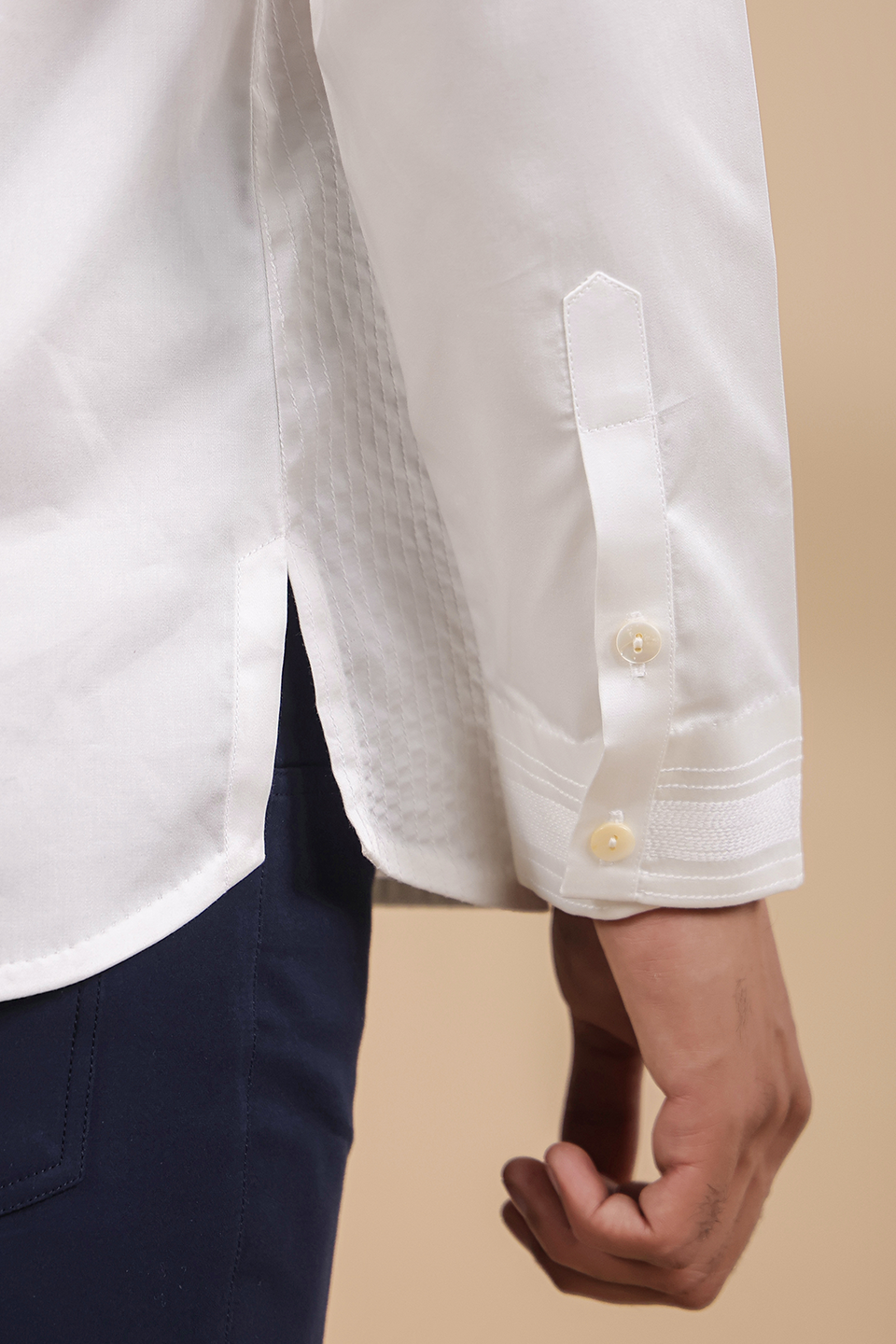 White Threadwork Signature Kurta Shirt