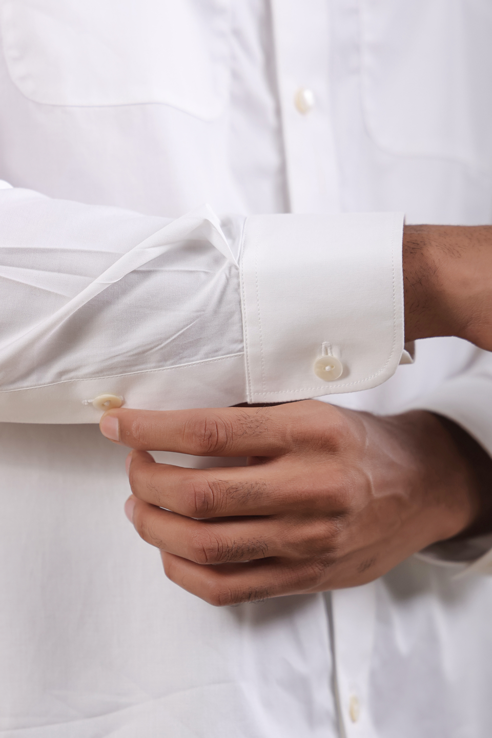 White Full Sleeves Patch Pocket Shirt