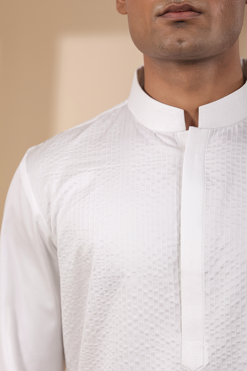 White Threadwork Signature Kurta Shirt