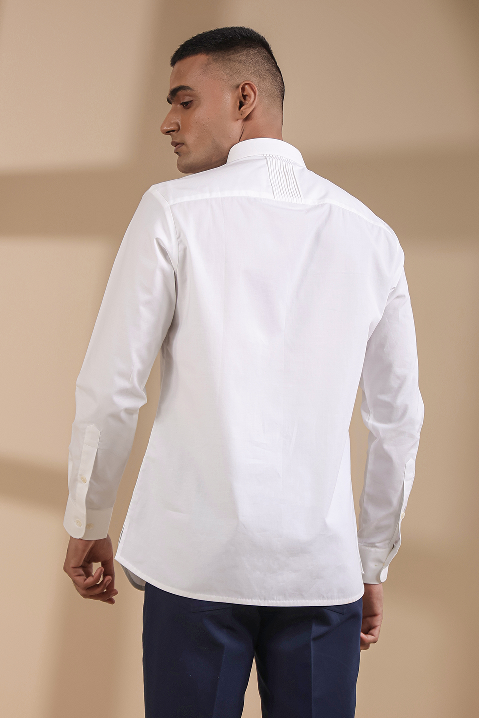 White Pintuck Signature Kurta Shirt