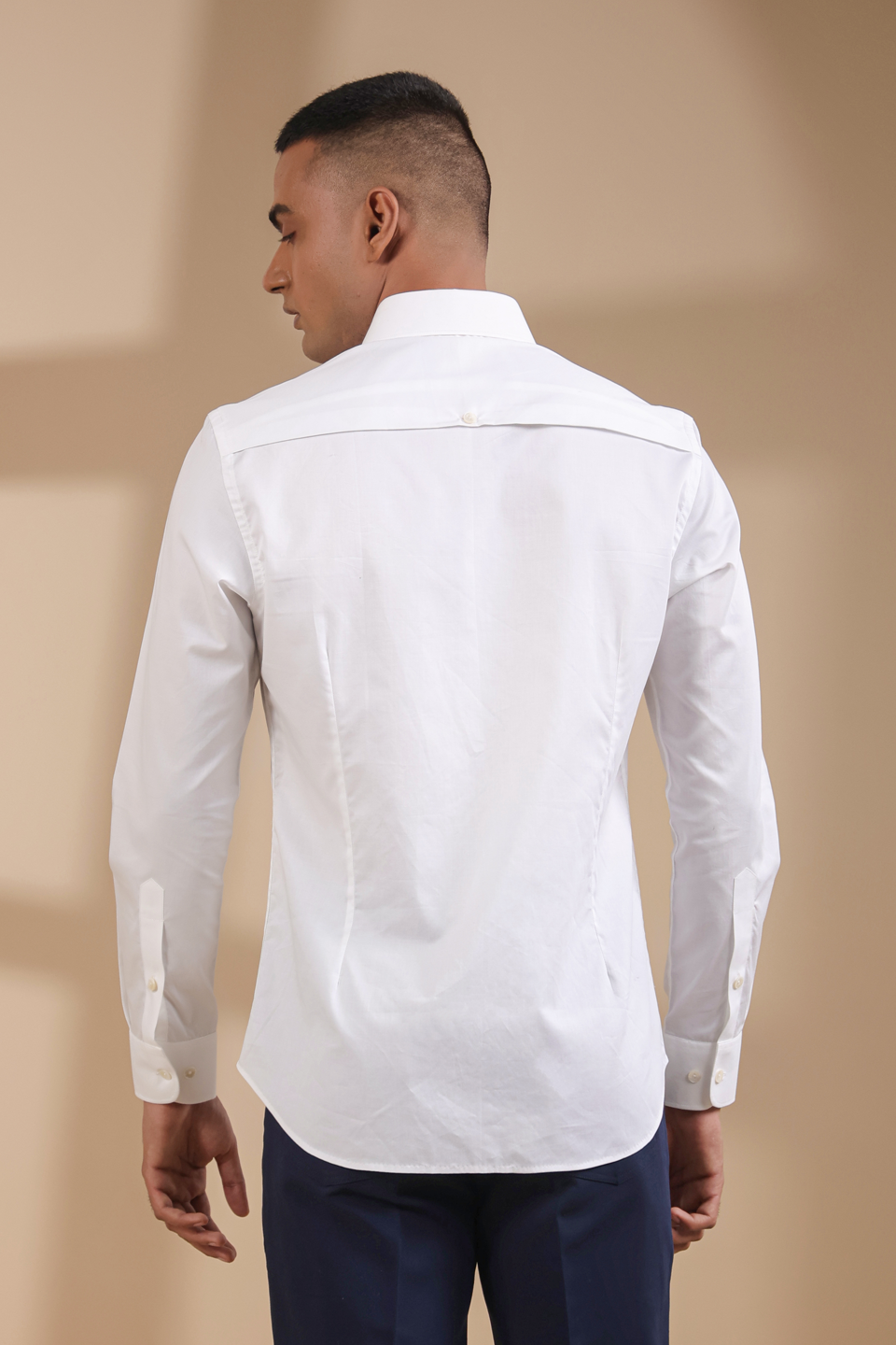 White Full Sleeves Patch Pocket Shirt