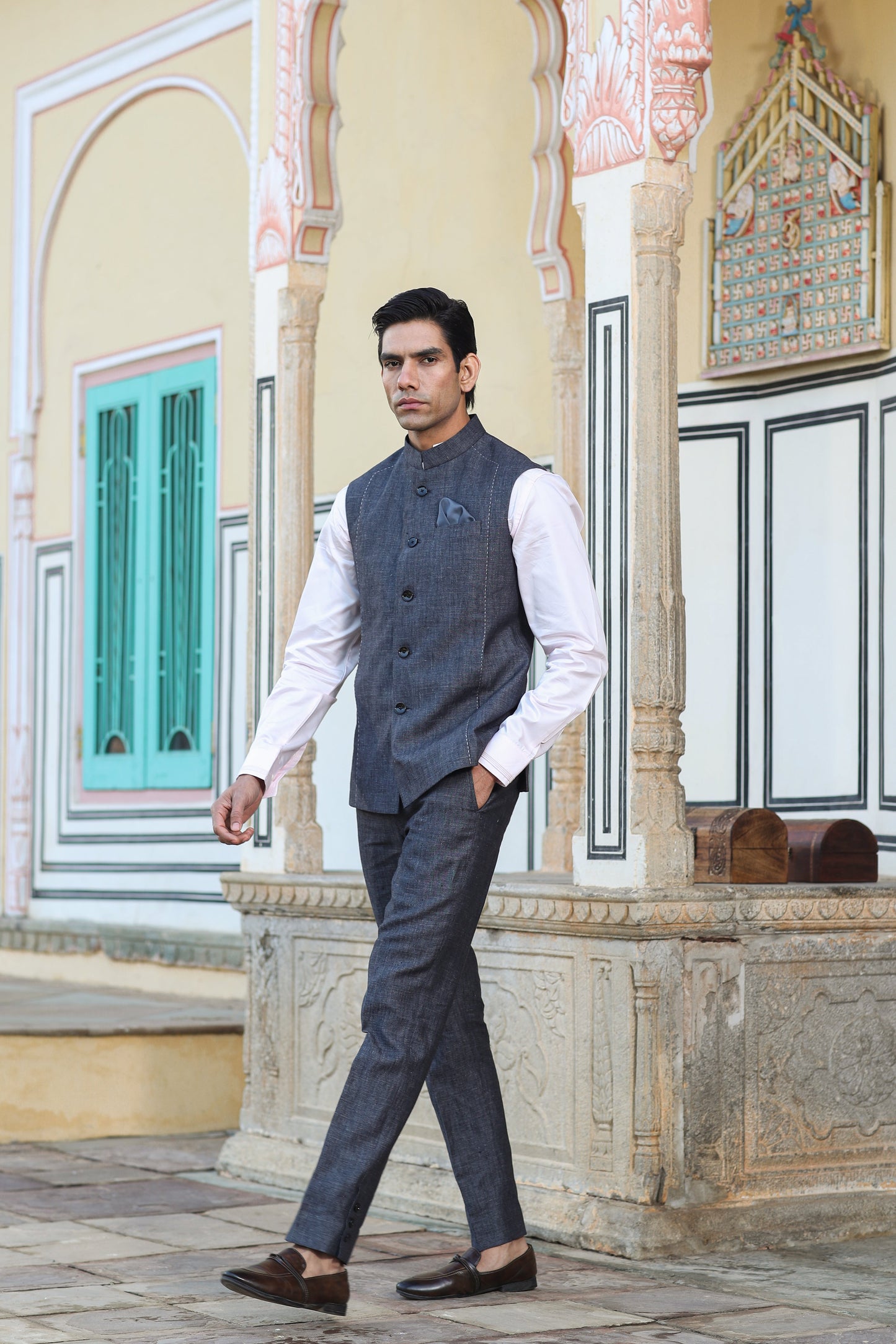 Grey Threadwork Bandi Set