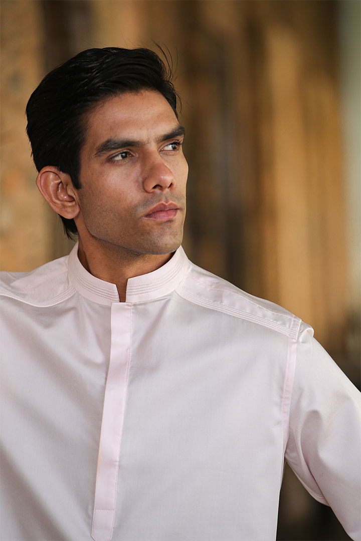 Pink Signature Corded Kurta Shirt