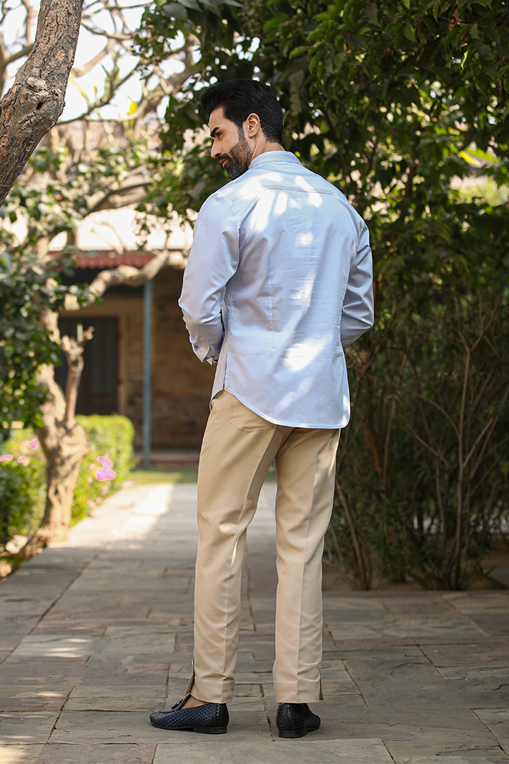 Blue Signature Corded Kurta Shirt