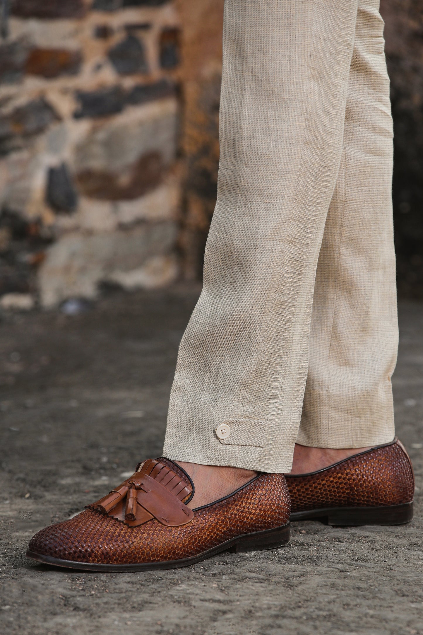 Beige Signature Reversible Checkered Bandi & Kurta Set