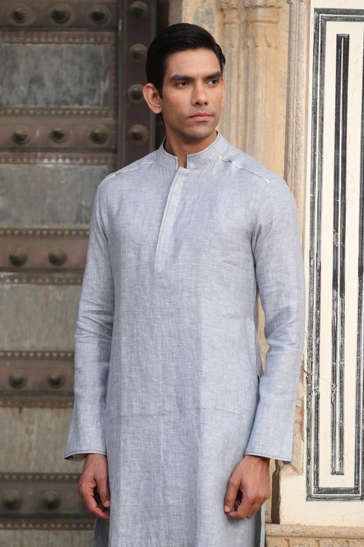Grey Signature Reversible Floral Bandi & Kurta Set