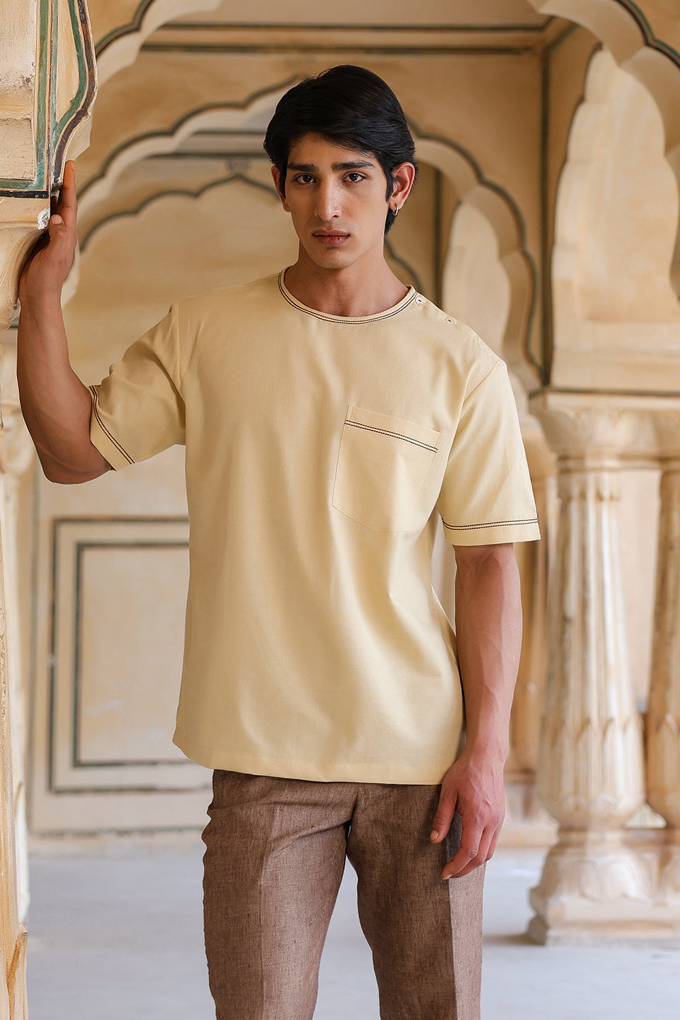Beige Crew Neck T-Shirt