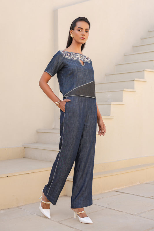 Azure Boat Neck Co-ord Set