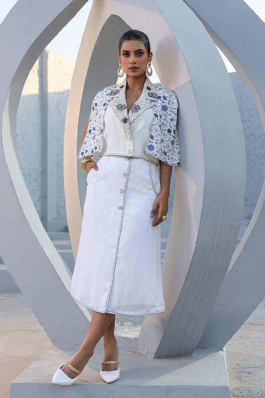 Azure Cape Style Skirt Set