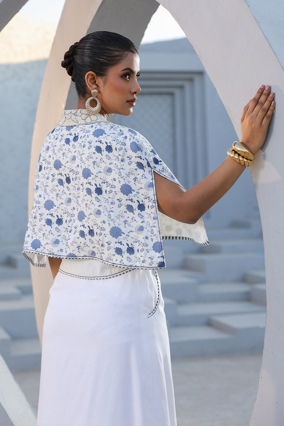 Azure Cape Style Skirt Set